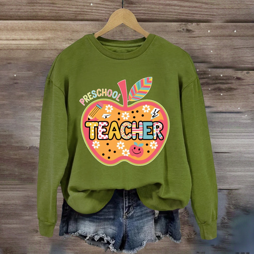 Personalized Grade Apple Graphic Sweatshirt