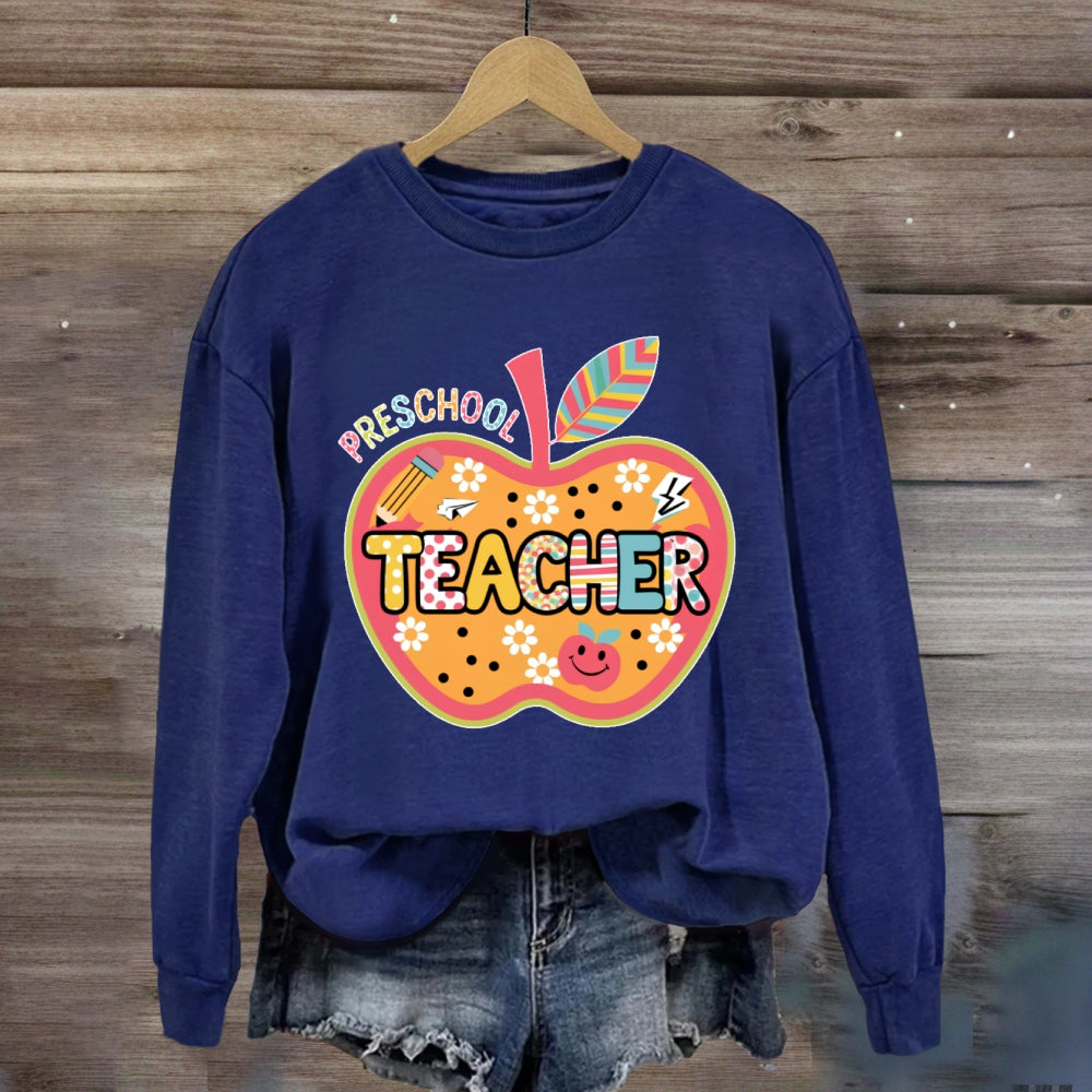 Personalized Grade Apple Graphic Sweatshirt