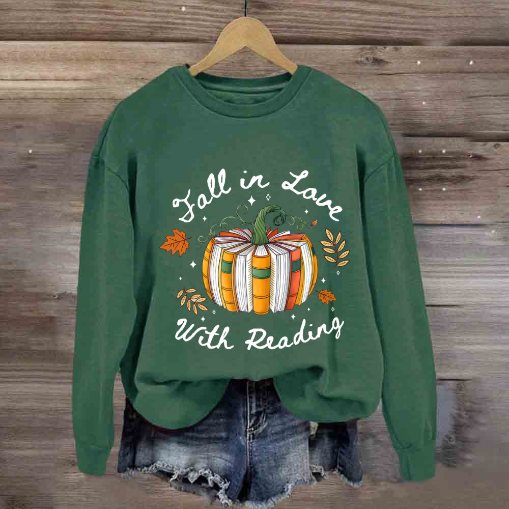 Fall In Love With Reading Fall Season Pumpkin Sweatshirt