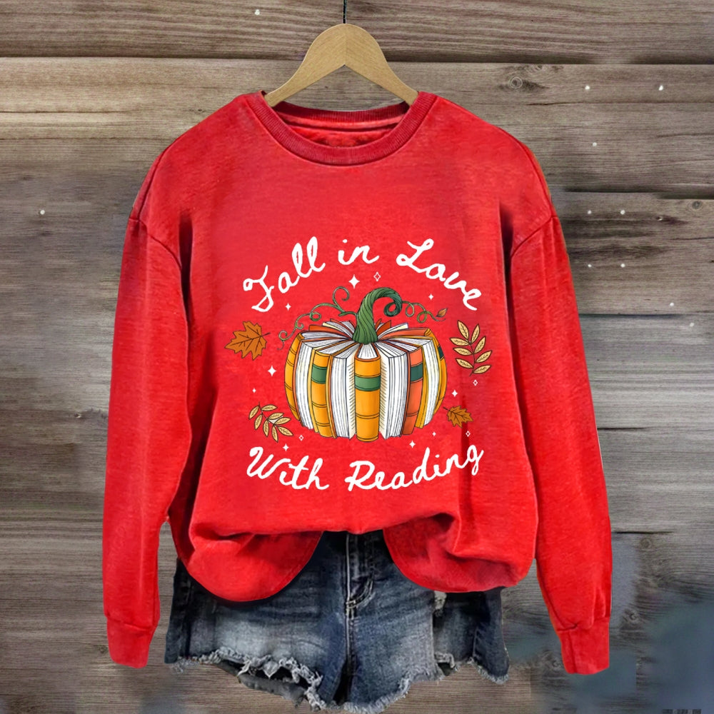 Fall In Love With Reading Fall Season Pumpkin Sweatshirt