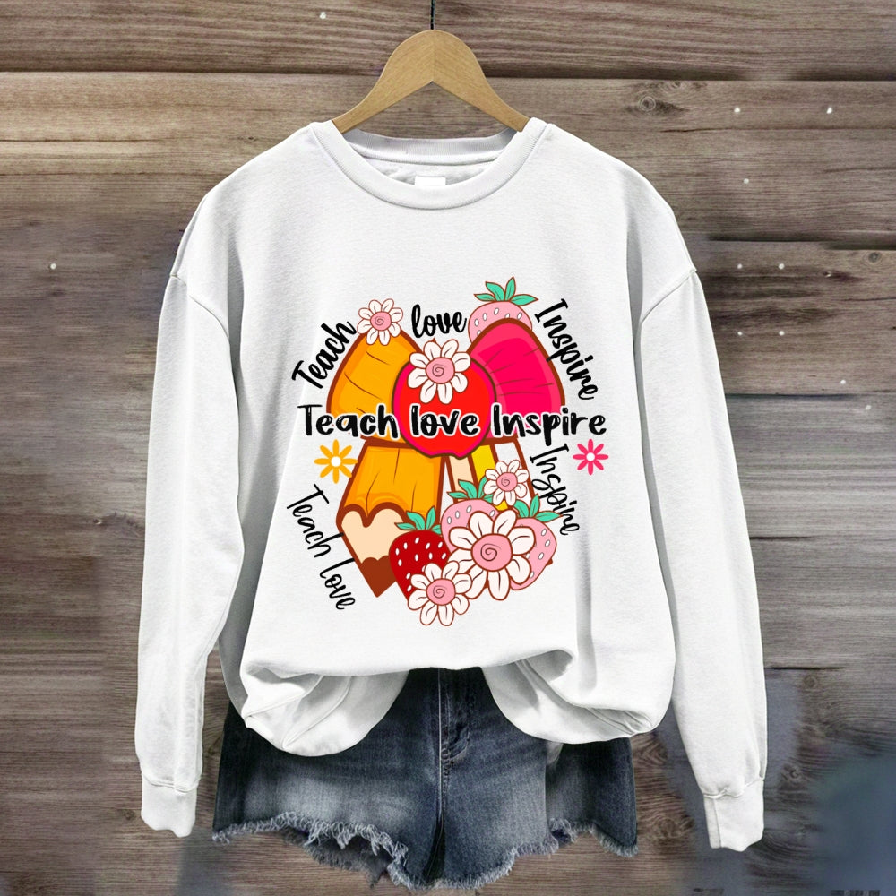 Teach Love Inspire Apple Bow Sweatshirt