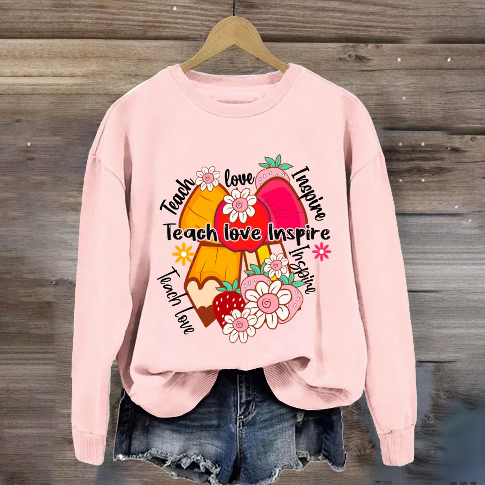 Teach Love Inspire Apple Bow Sweatshirt
