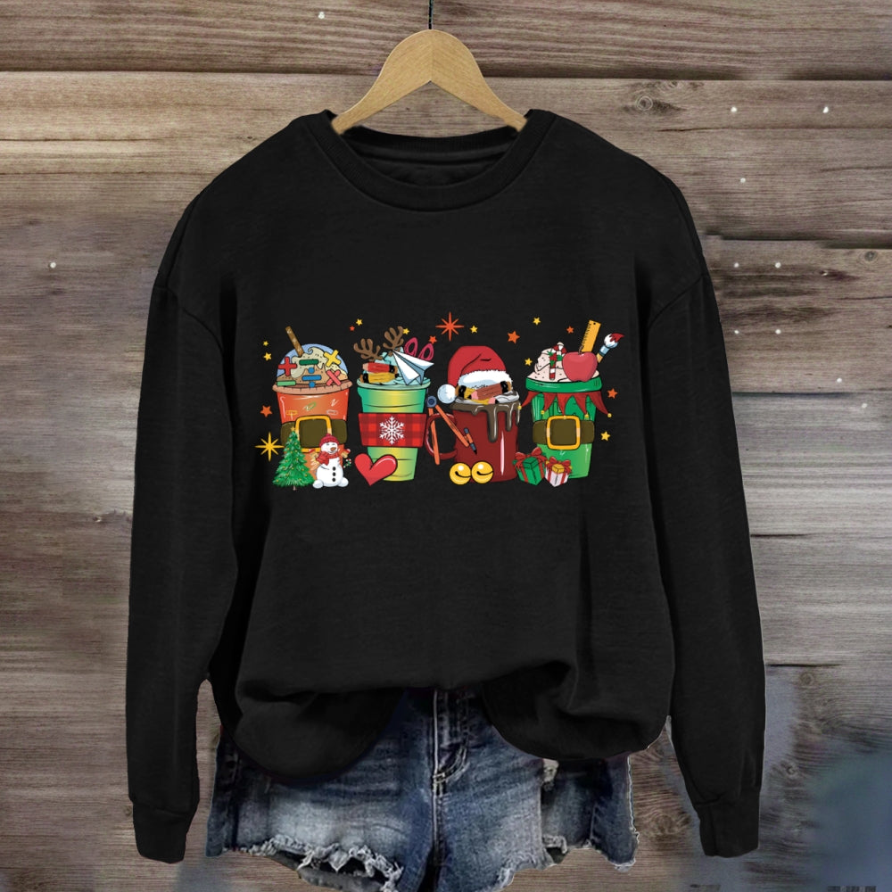 Christmas Milk Tea With Mathematical Elements Sweatshirt