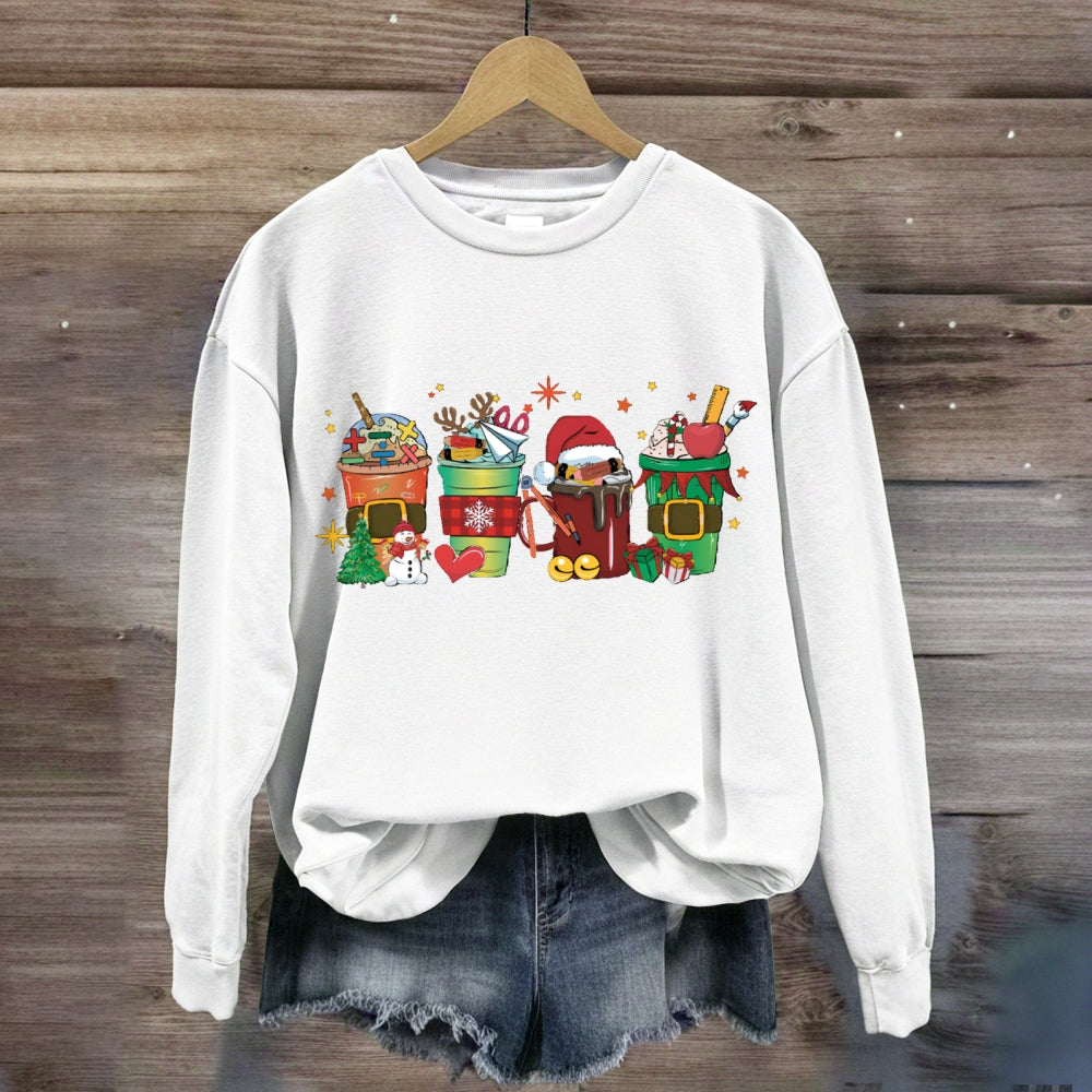 Christmas Milk Tea With Mathematical Elements Sweatshirt