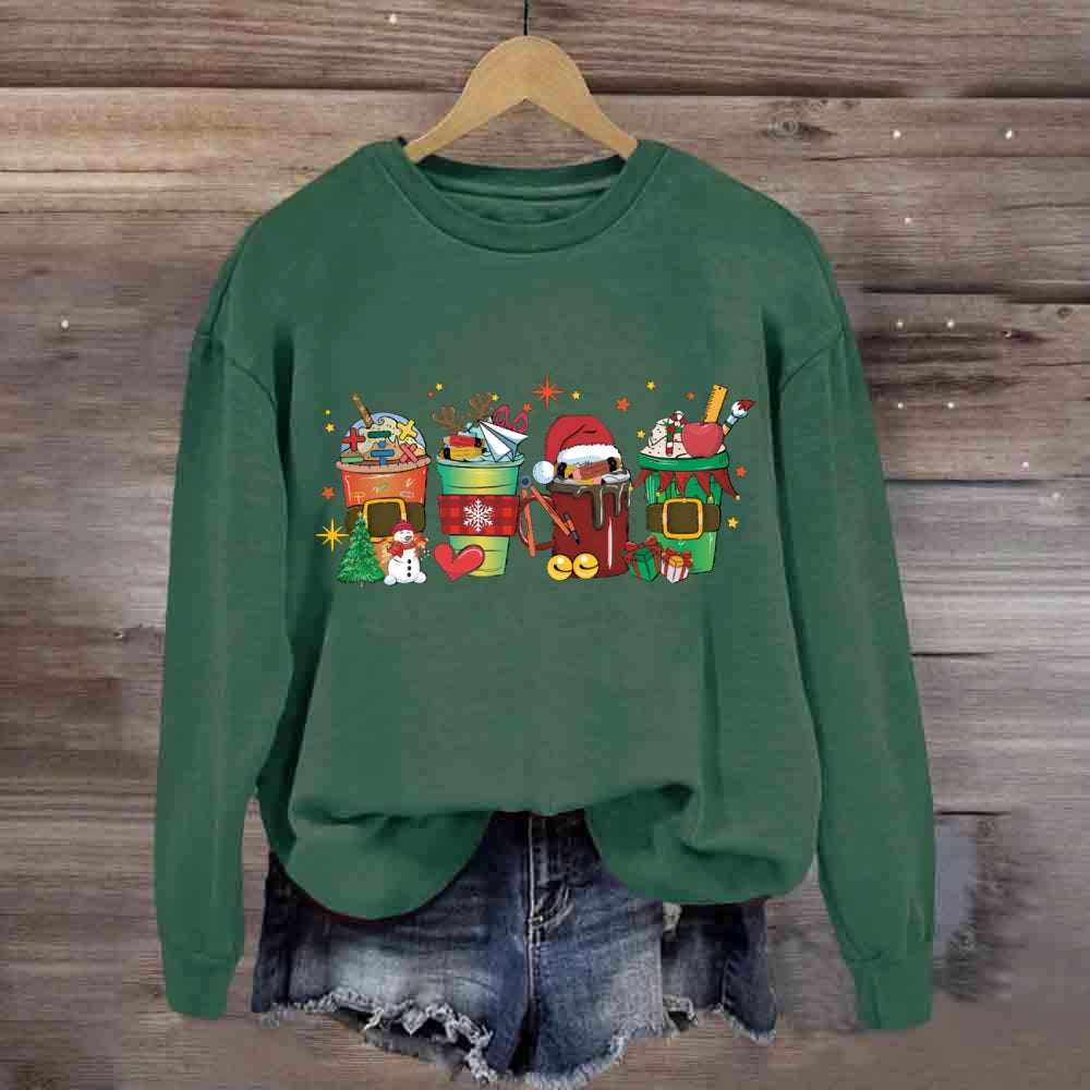 Christmas Milk Tea With Mathematical Elements Sweatshirt