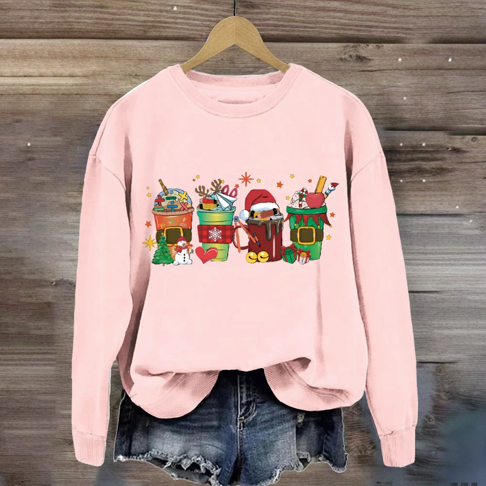 Christmas Milk Tea With Mathematical Elements Sweatshirt