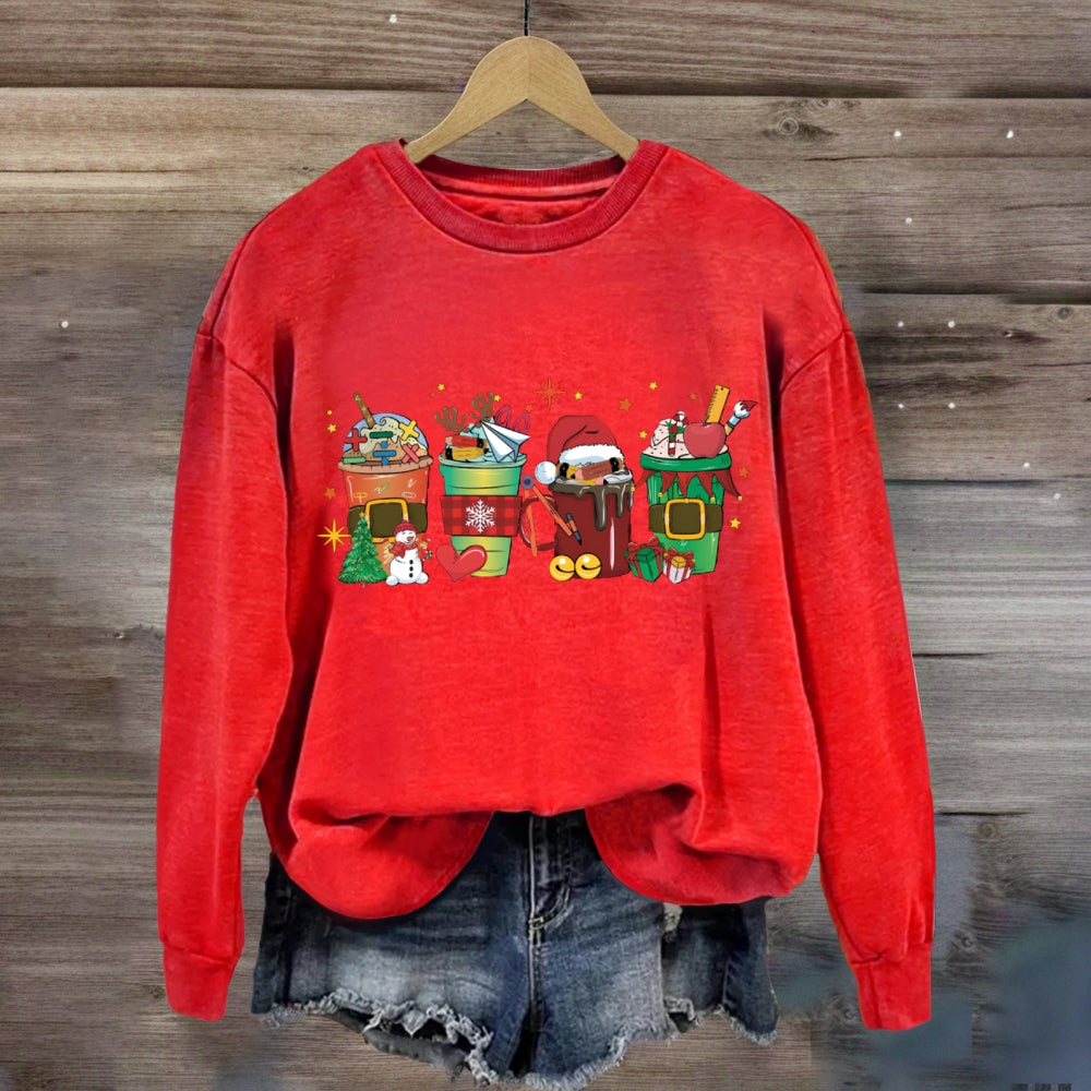 Christmas Milk Tea With Mathematical Elements Sweatshirt