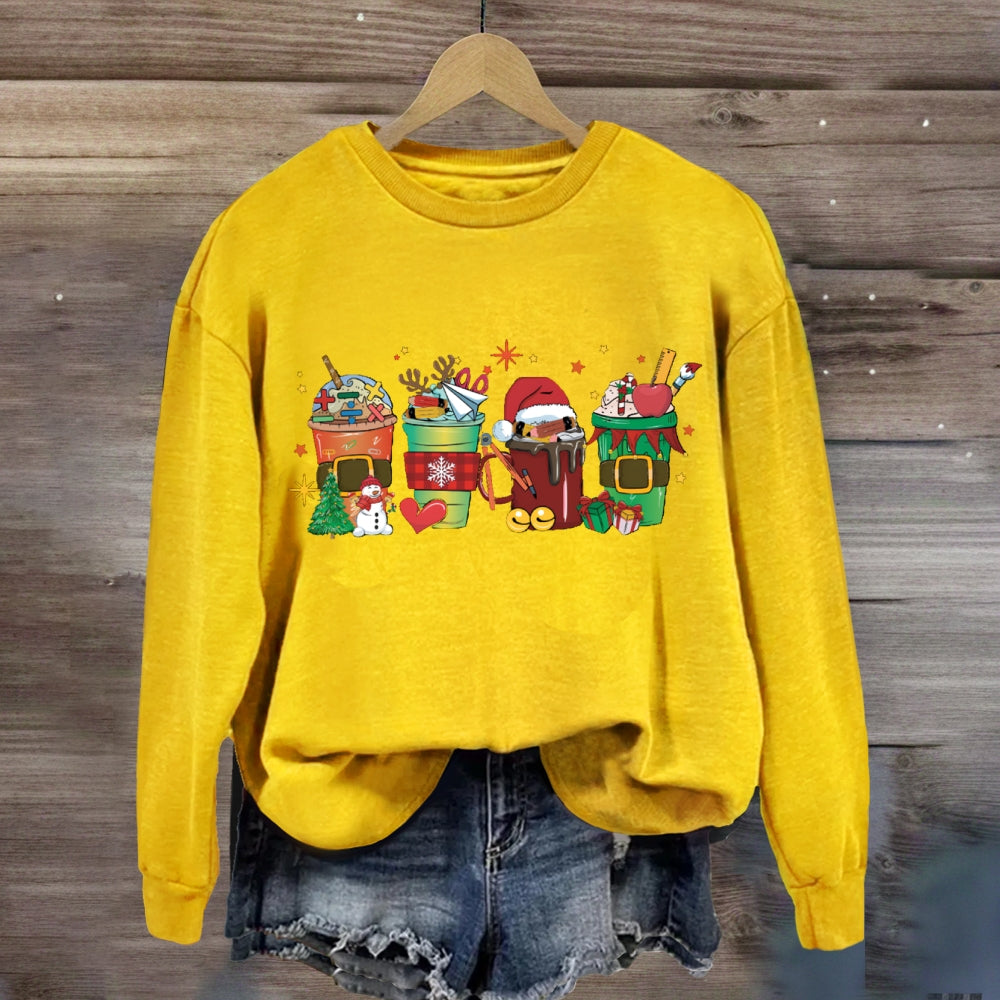 Christmas Milk Tea With Mathematical Elements Sweatshirt