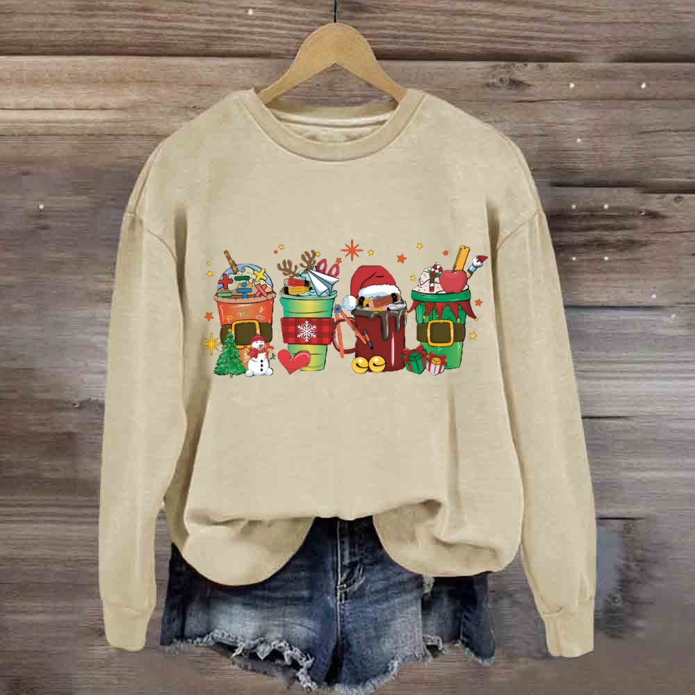 Christmas Milk Tea With Mathematical Elements Sweatshirt
