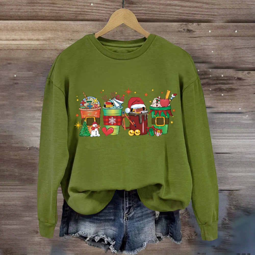 Christmas Milk Tea With Mathematical Elements Sweatshirt