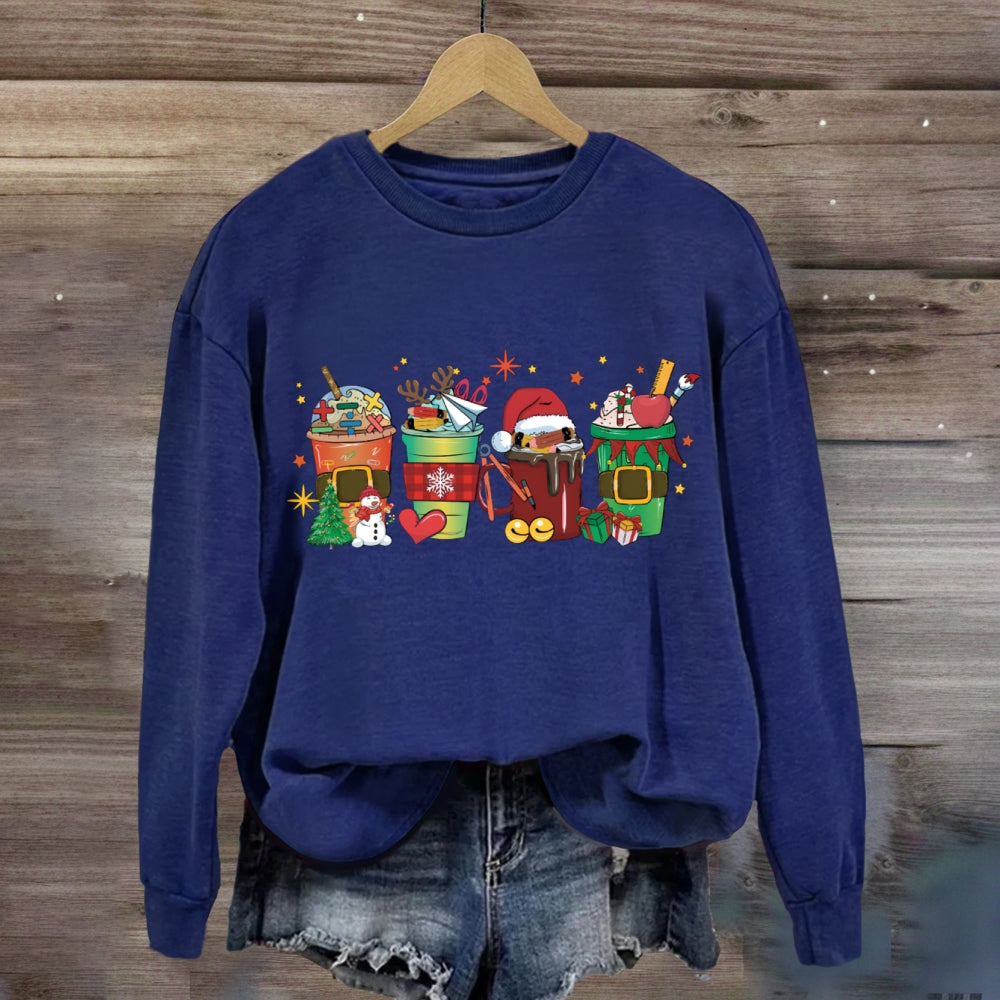 Christmas Milk Tea With Mathematical Elements Sweatshirt