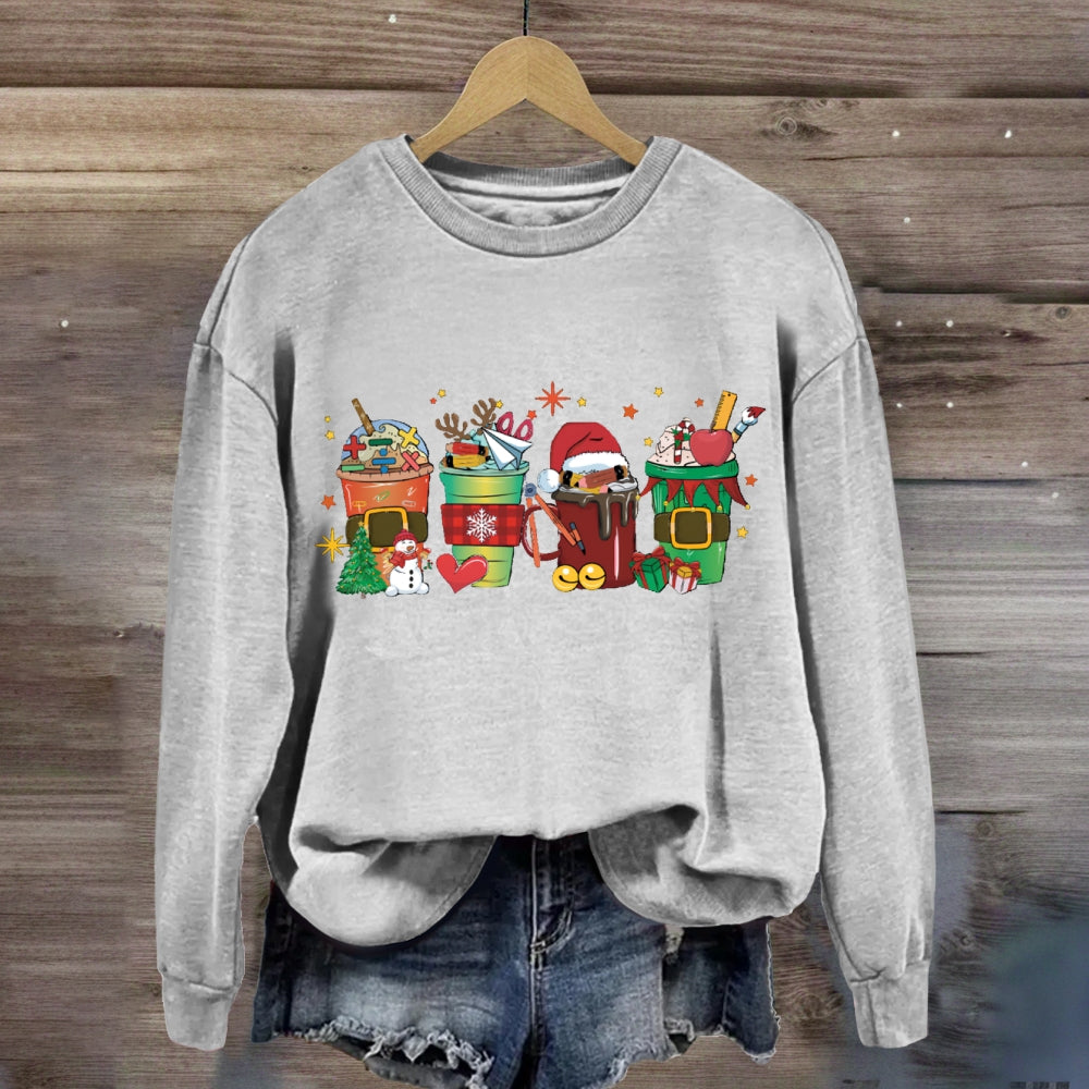 Christmas Milk Tea With Mathematical Elements Sweatshirt