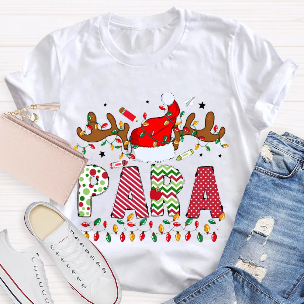 Para Professional Santa Hat And Lights Christmas T-shirt