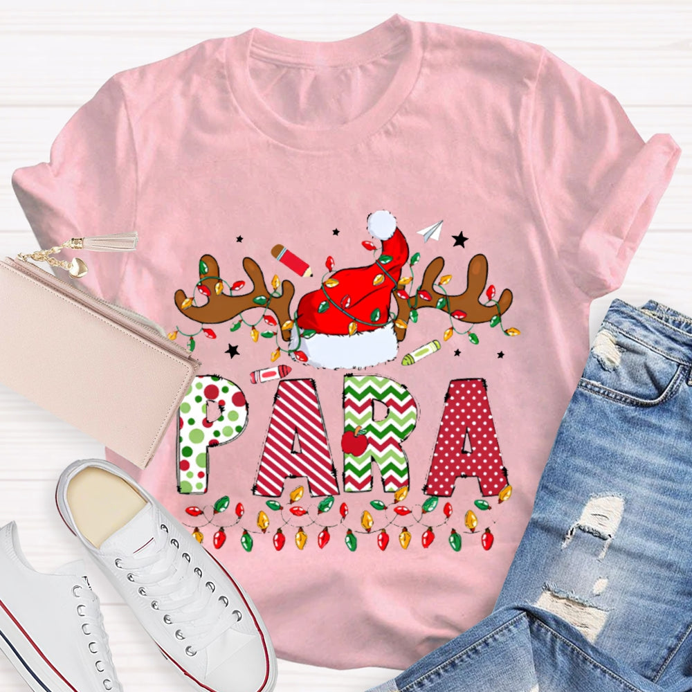 Para Professional Santa Hat And Lights Christmas T-shirt