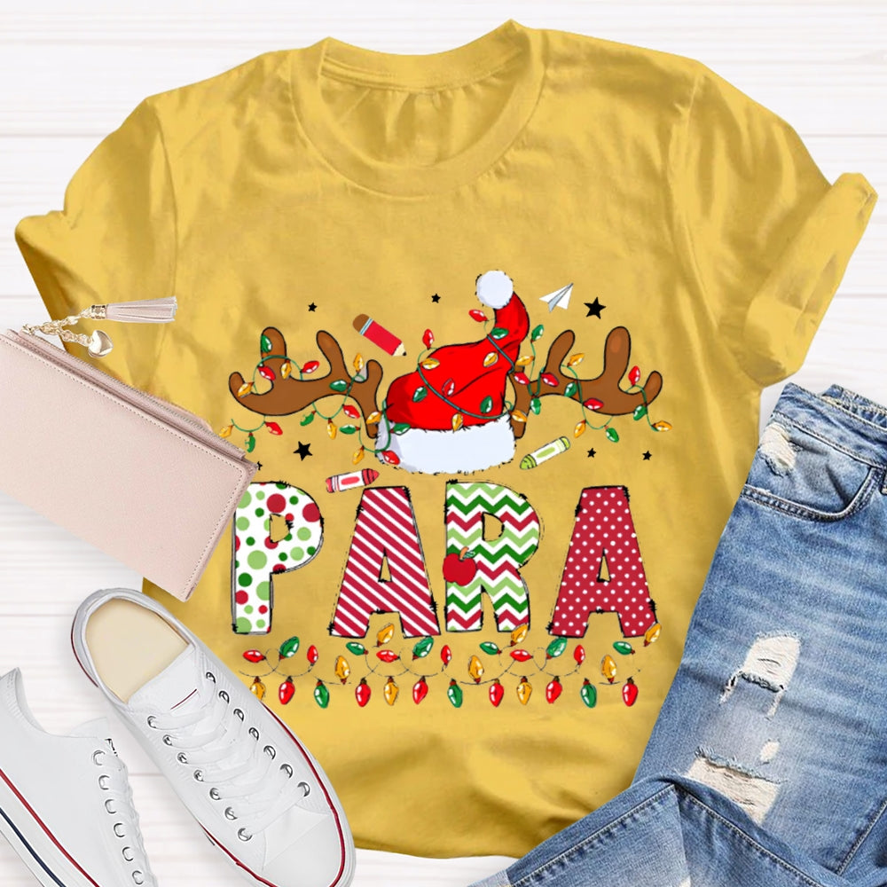 Para Professional Santa Hat And Lights Christmas T-shirt