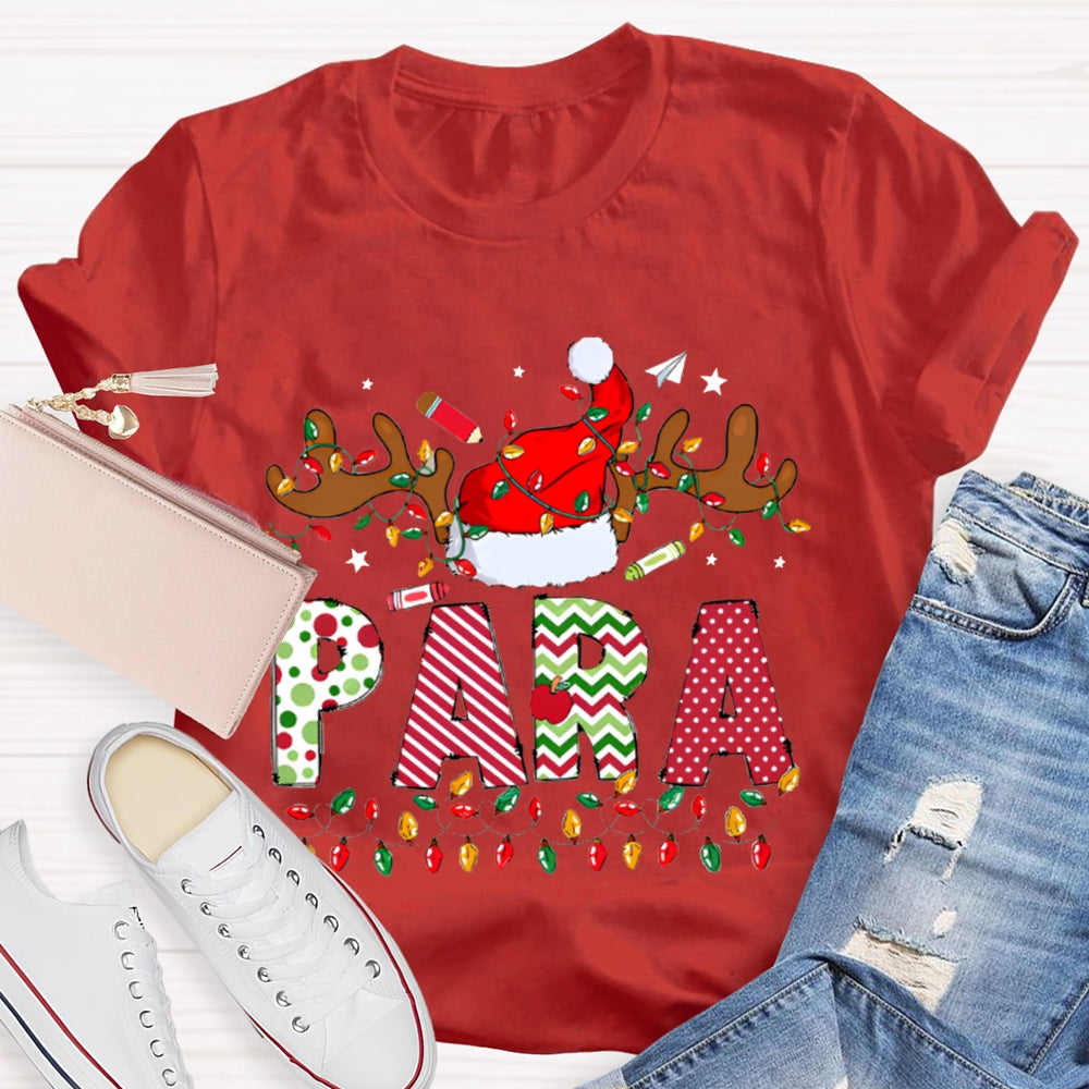 Para Professional Santa Hat And Lights Christmas T-shirt