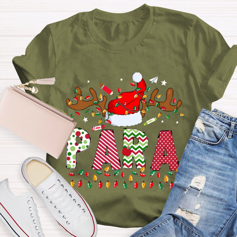 Para Professional Santa Hat And Lights Christmas T-shirt