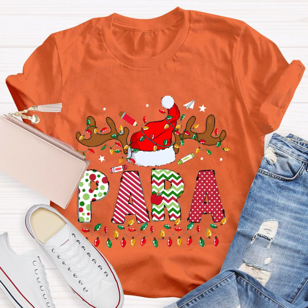 Para Professional Santa Hat And Lights Christmas T-shirt