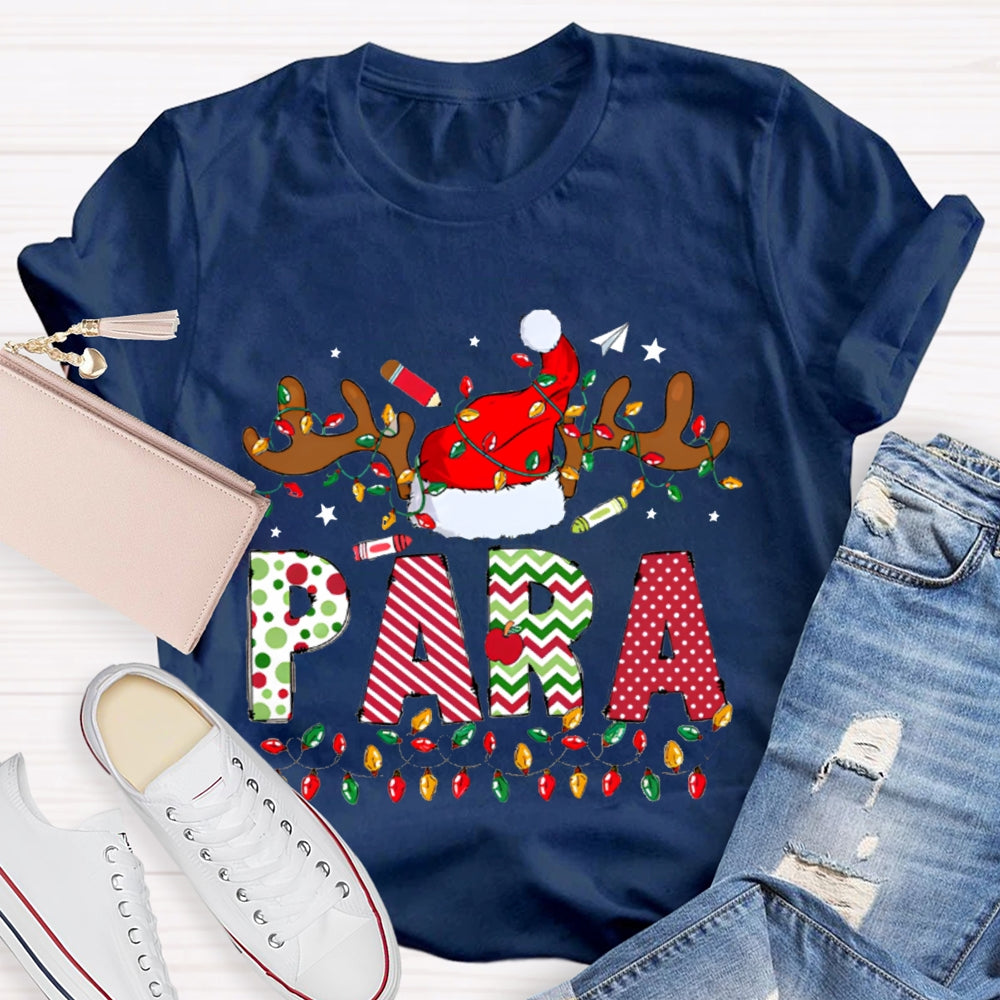 Para Professional Santa Hat And Lights Christmas T-shirt