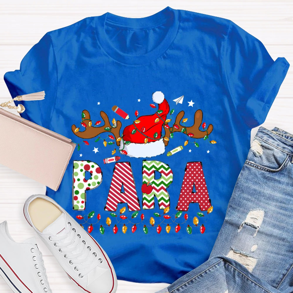 Para Professional Santa Hat And Lights Christmas T-shirt