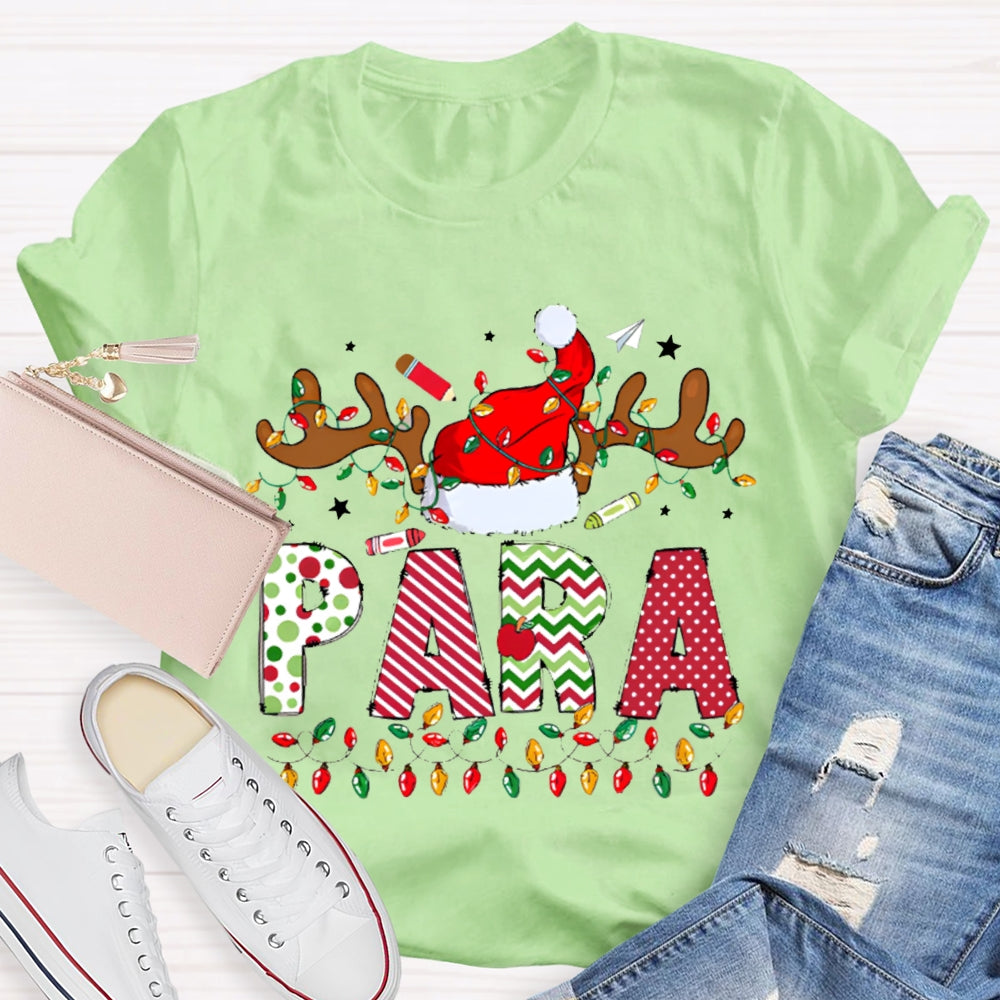 Para Professional Santa Hat And Lights Christmas T-shirt