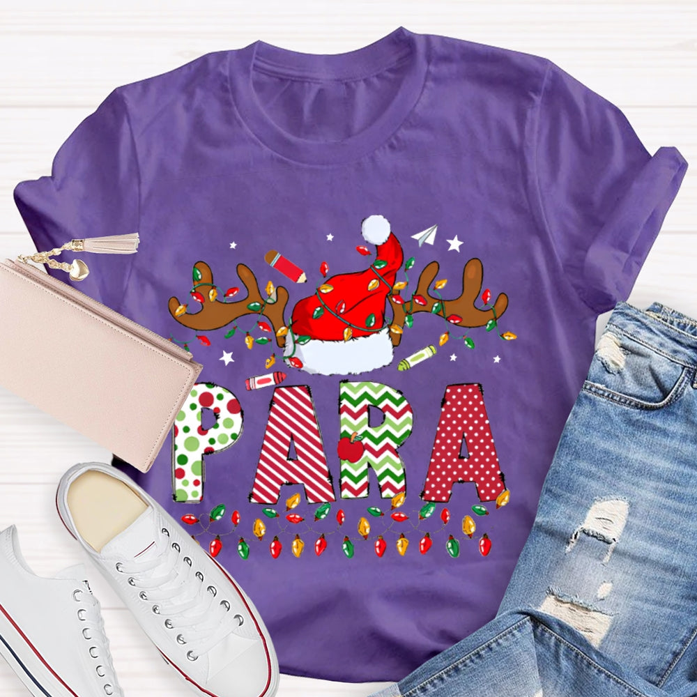 Para Professional Santa Hat And Lights Christmas T-shirt