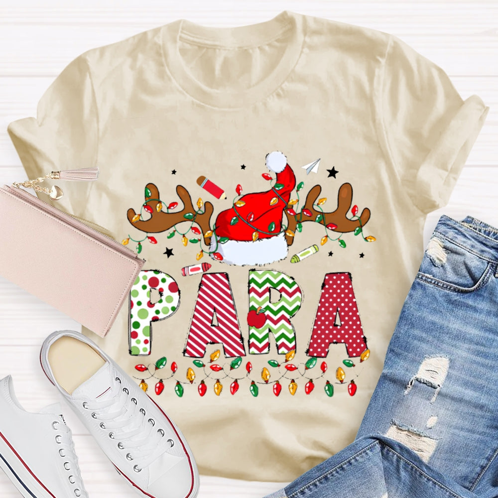 Para Professional Santa Hat And Lights Christmas T-shirt