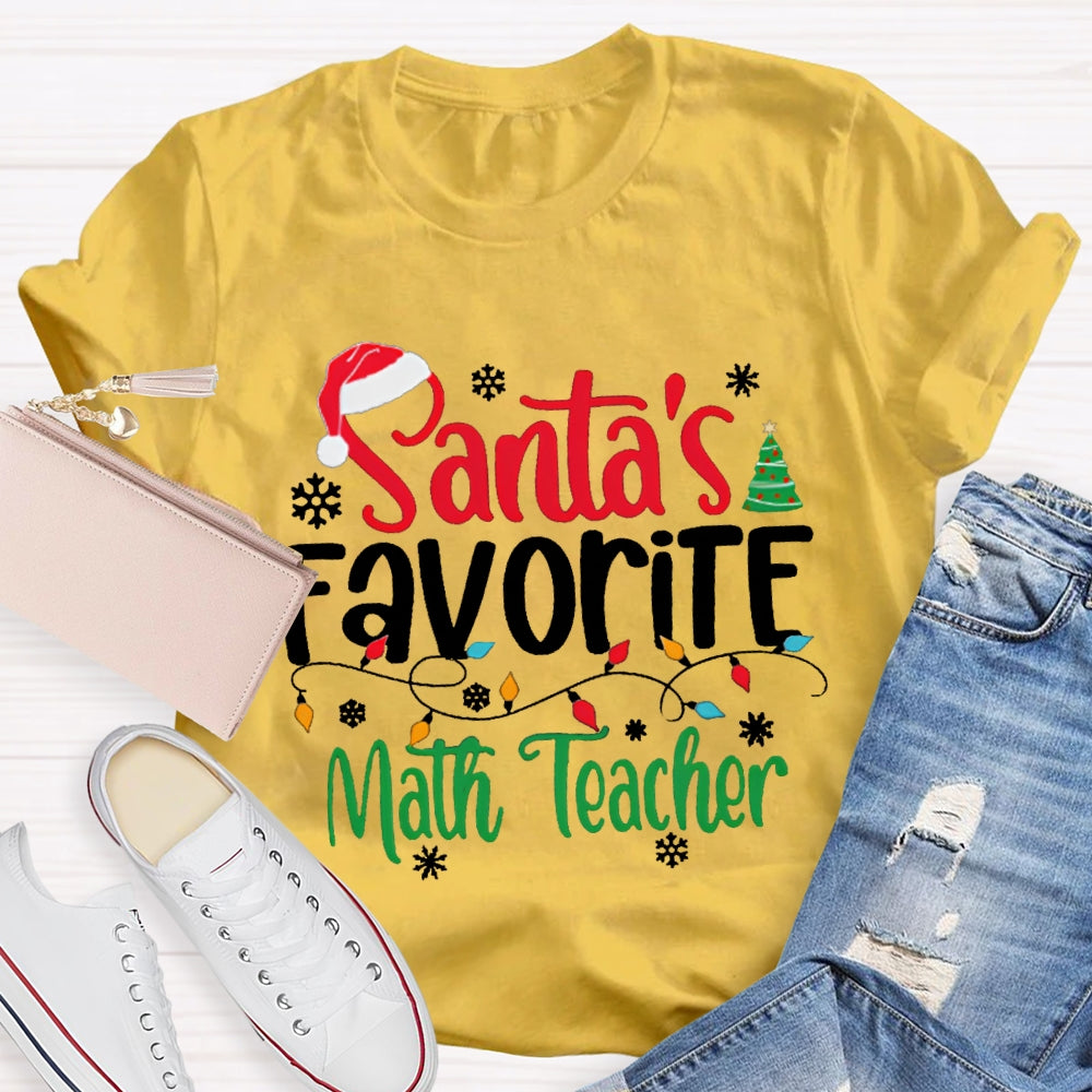 Santa'S Favorite Math Teacher Christmas Lights T-shirt