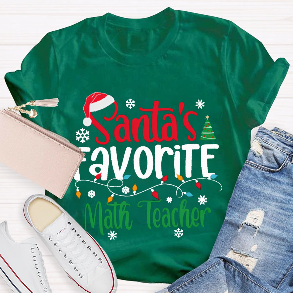 Santa'S Favorite Math Teacher Christmas Lights T-shirt