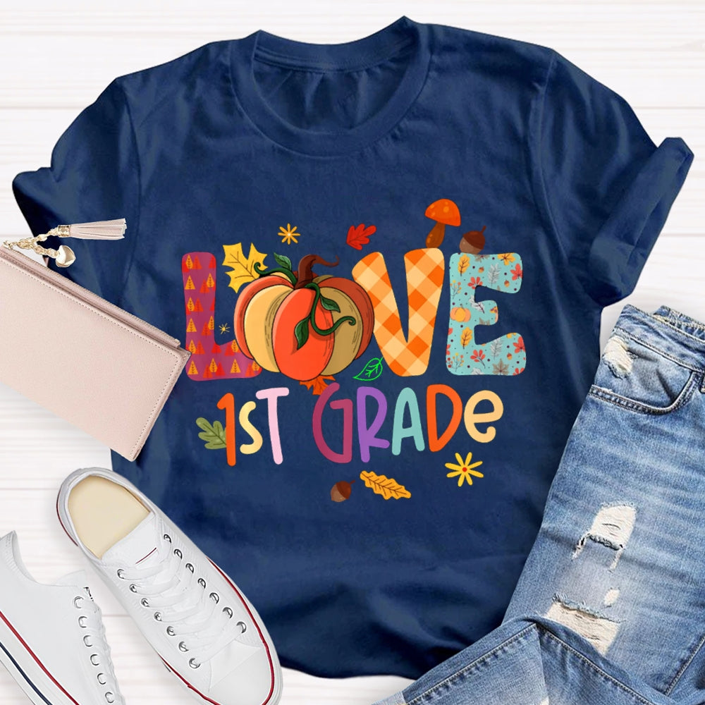 Personalized Grade Love Fall Season T-Shirt