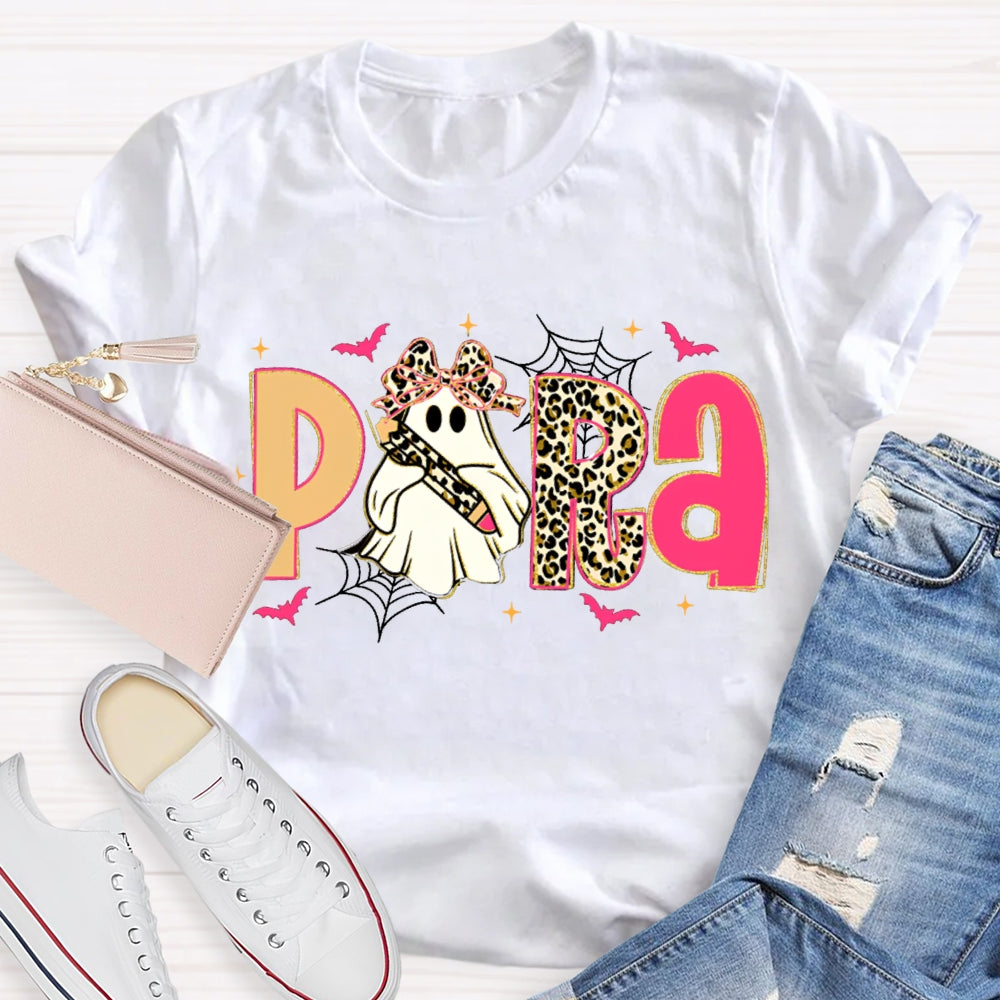 Halloween Leopard Para Pink Bat T-Shirt