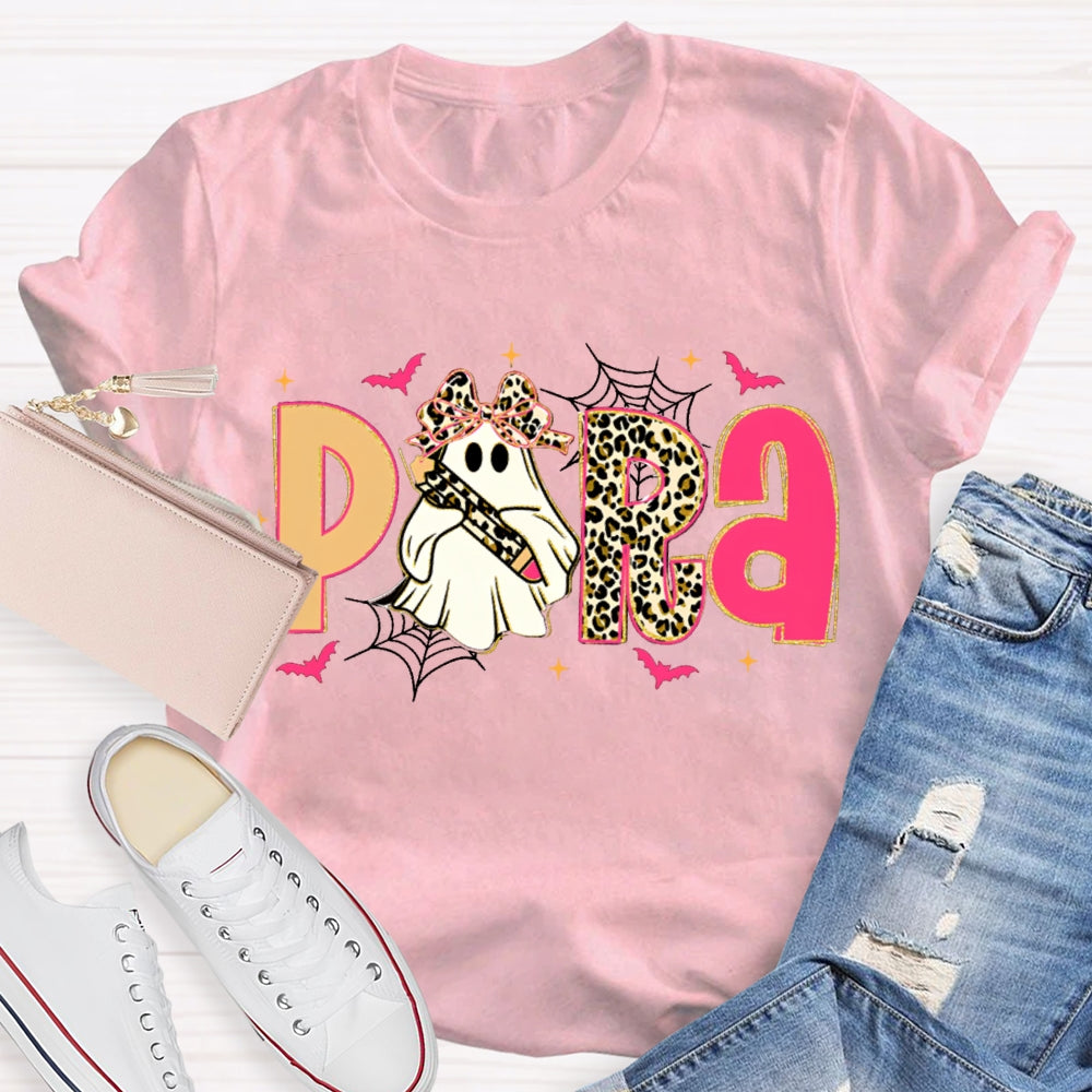 Halloween Leopard Para Pink Bat T-Shirt