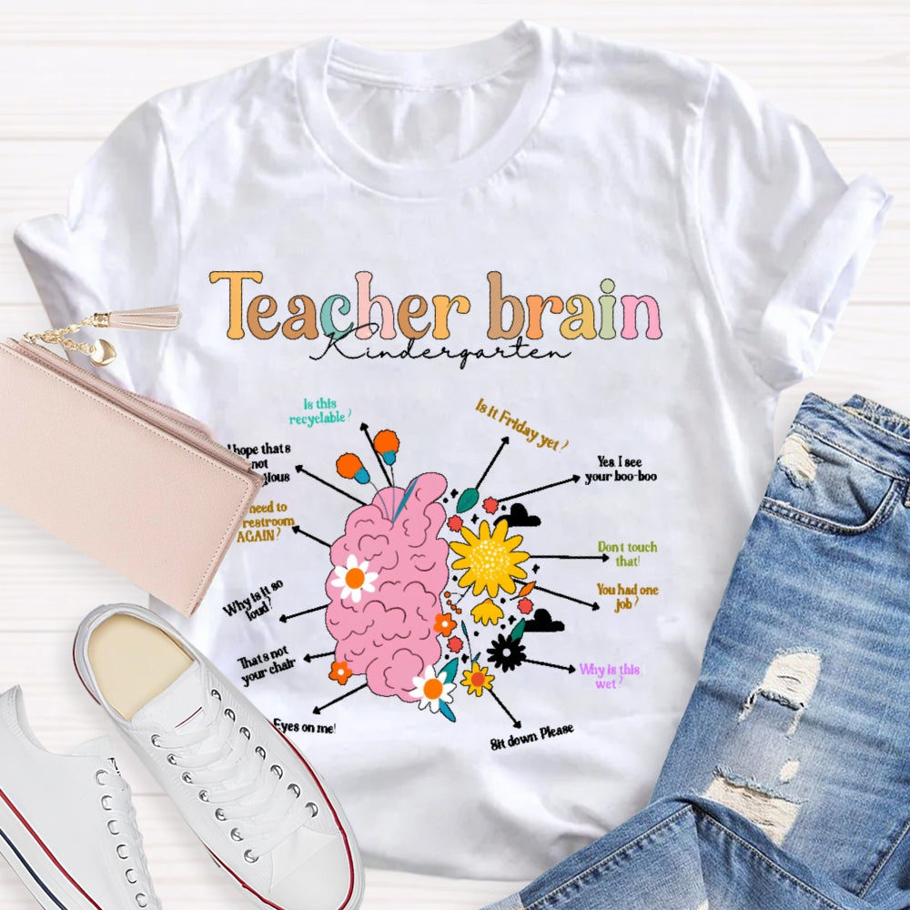 Personalized  Grade Teacher Brain Kindergarten T-shirt