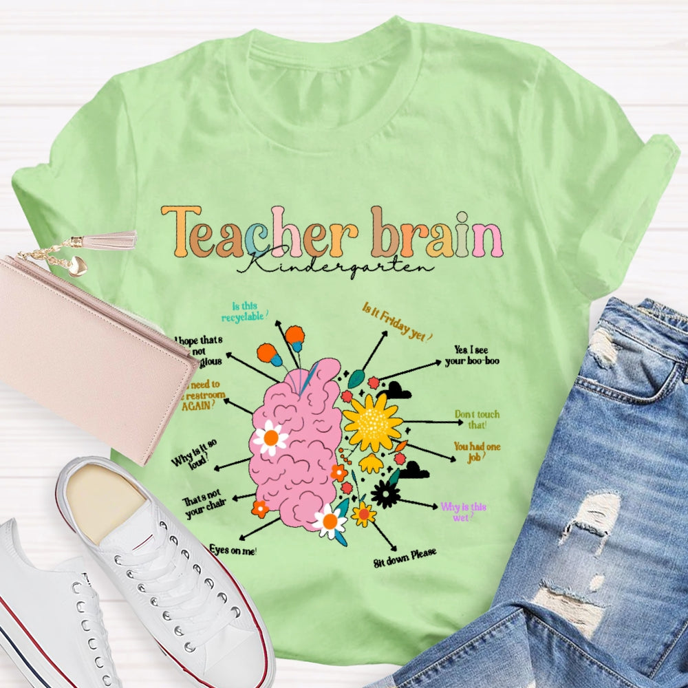 Personalized  Grade Teacher Brain Kindergarten T-shirt
