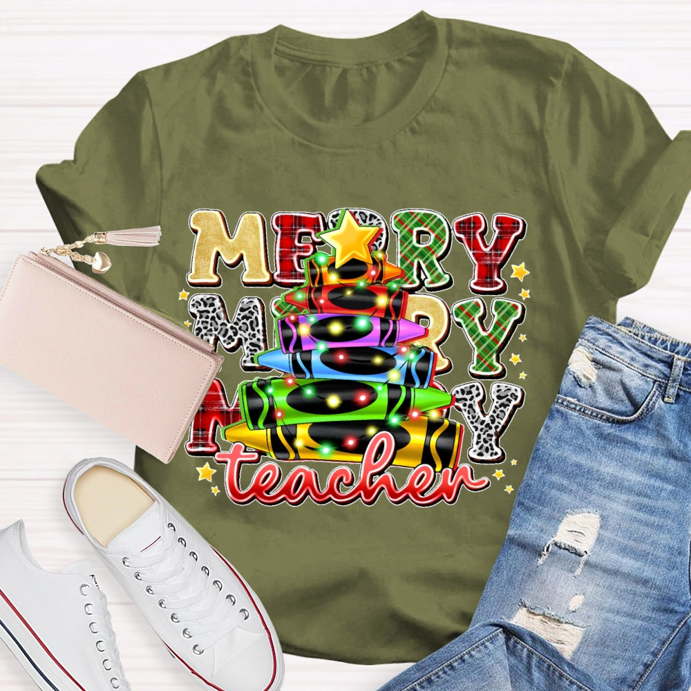 Christmas Colored Pencil Teacher T-shirt