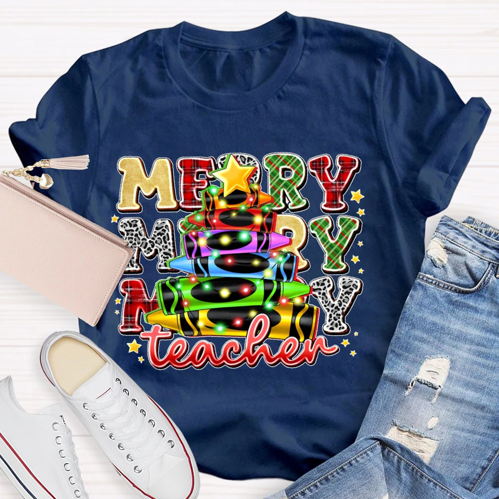 Christmas Colored Pencil Teacher T-shirt