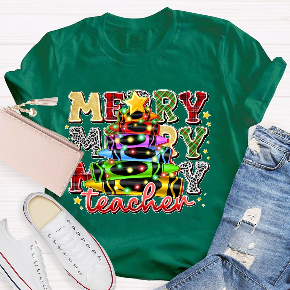 Christmas Colored Pencil Teacher T-shirt