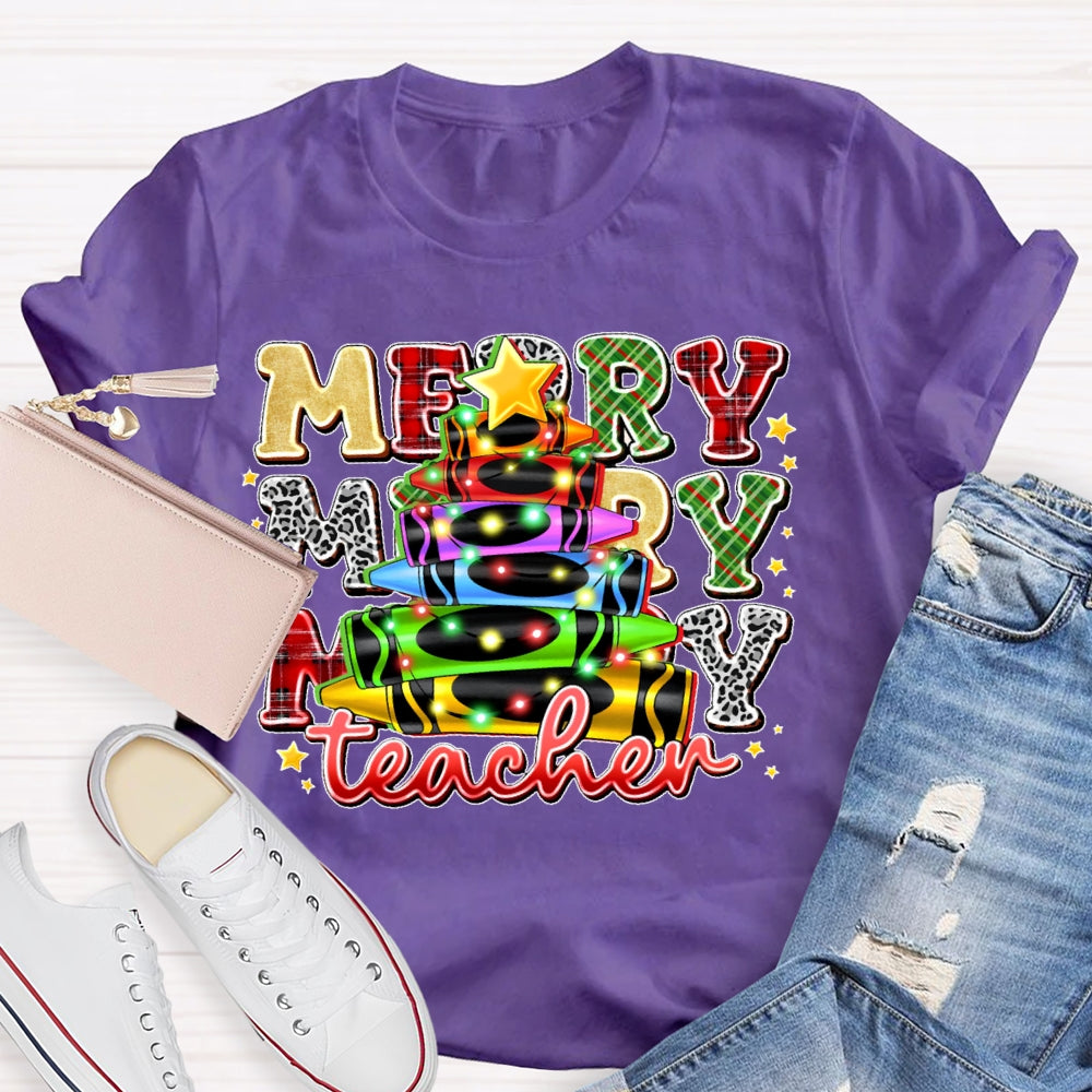 Christmas Colored Pencil Teacher T-shirt