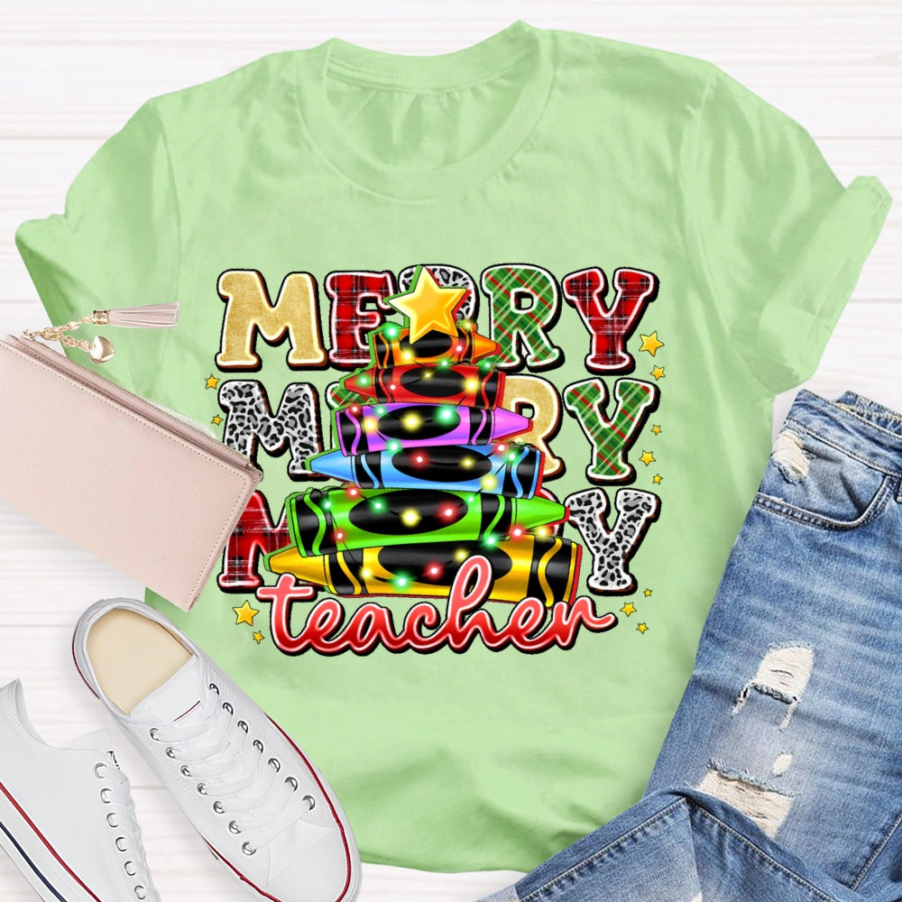 Christmas Colored Pencil Teacher T-shirt