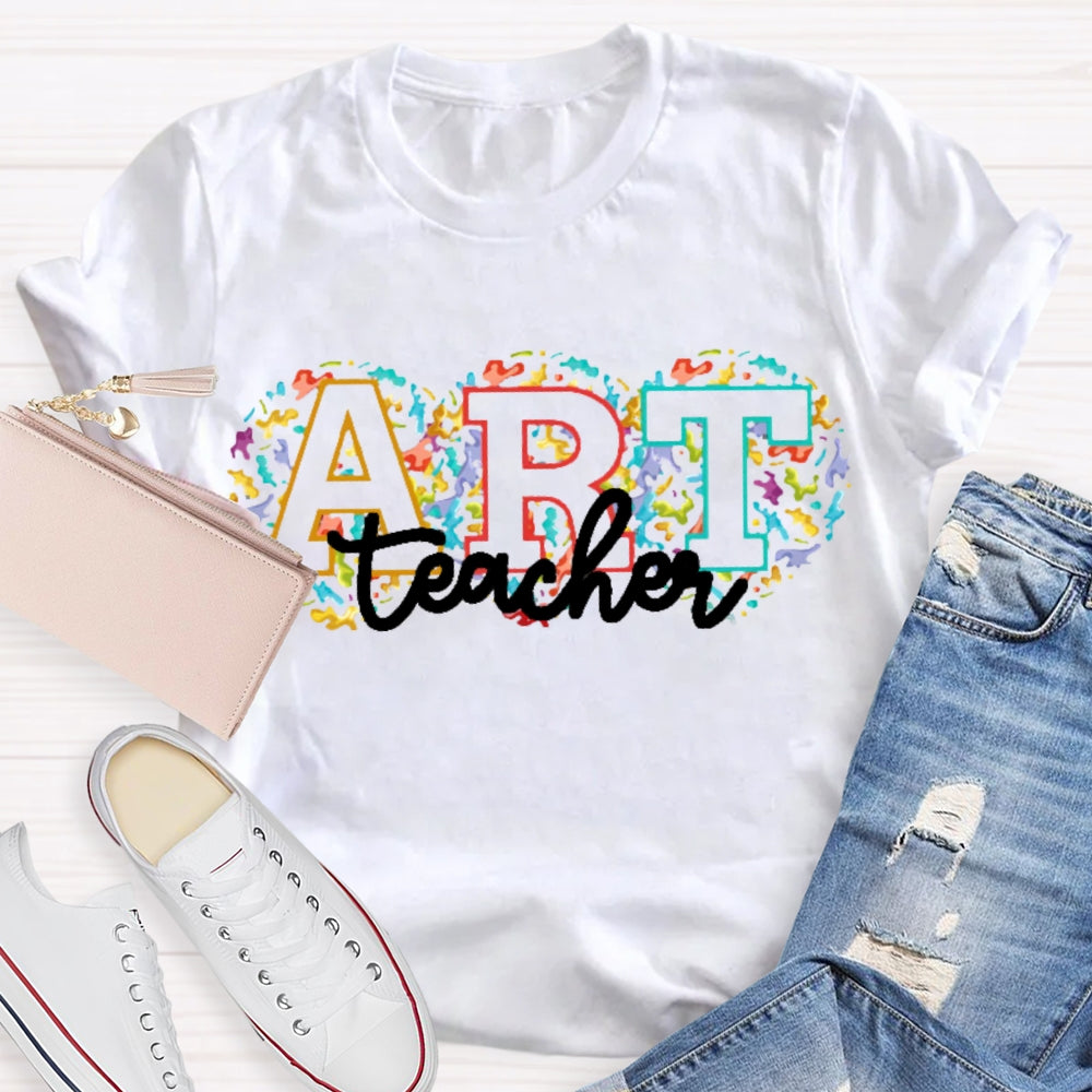 Art Teacher Flower Font T-shirt