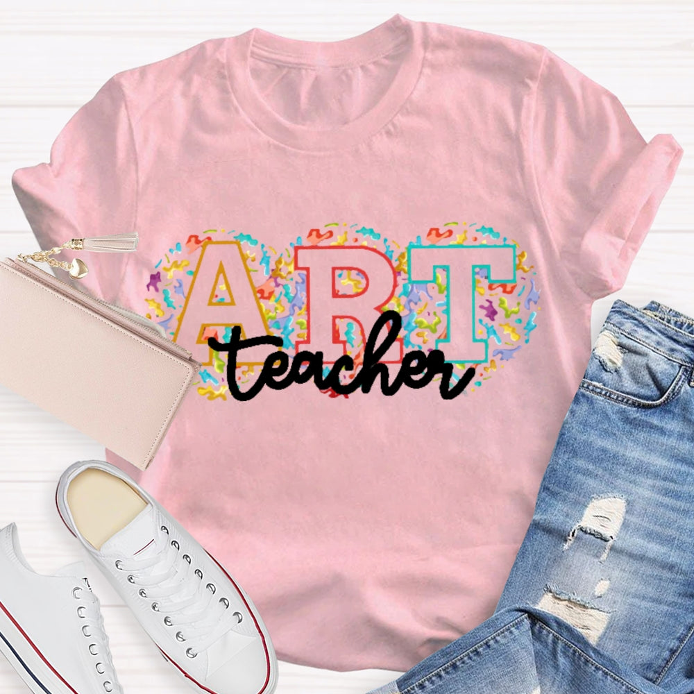 Art Teacher Flower Font T-shirt