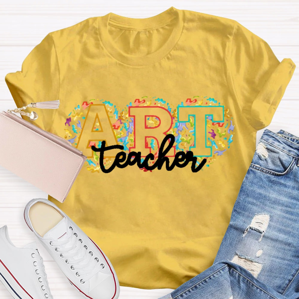 Art Teacher Flower Font T-shirt