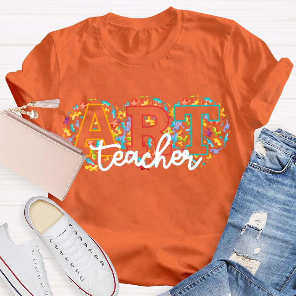 Art Teacher Flower Font T-shirt