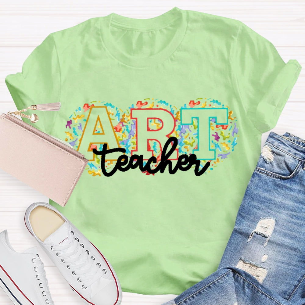 Art Teacher Flower Font T-shirt