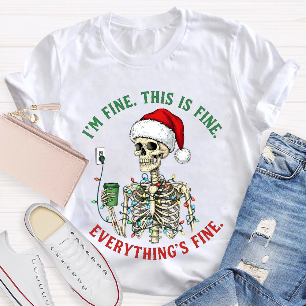 I'M Fine This Is Fine Everything'S Fine Christmas Lights Lost T-shirt