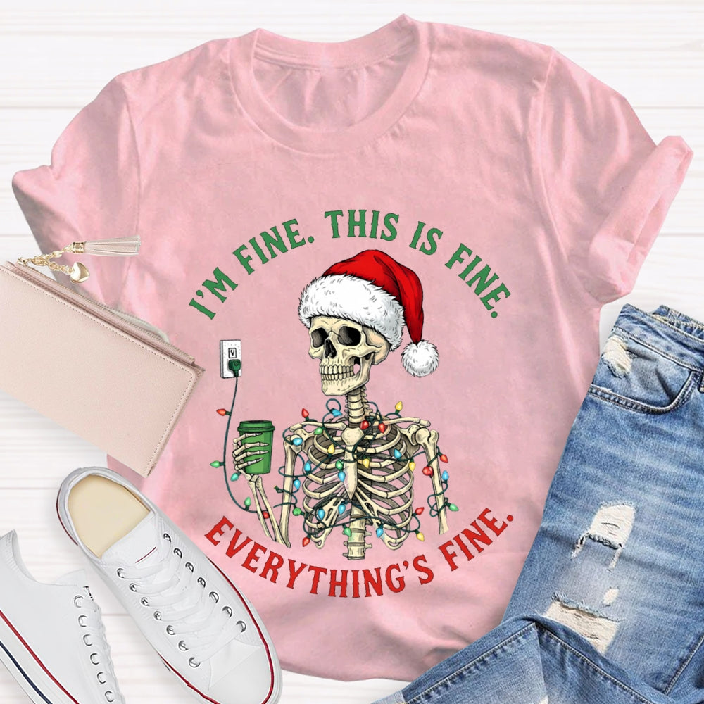 I'M Fine This Is Fine Everything'S Fine Christmas Lights Lost T-shirt