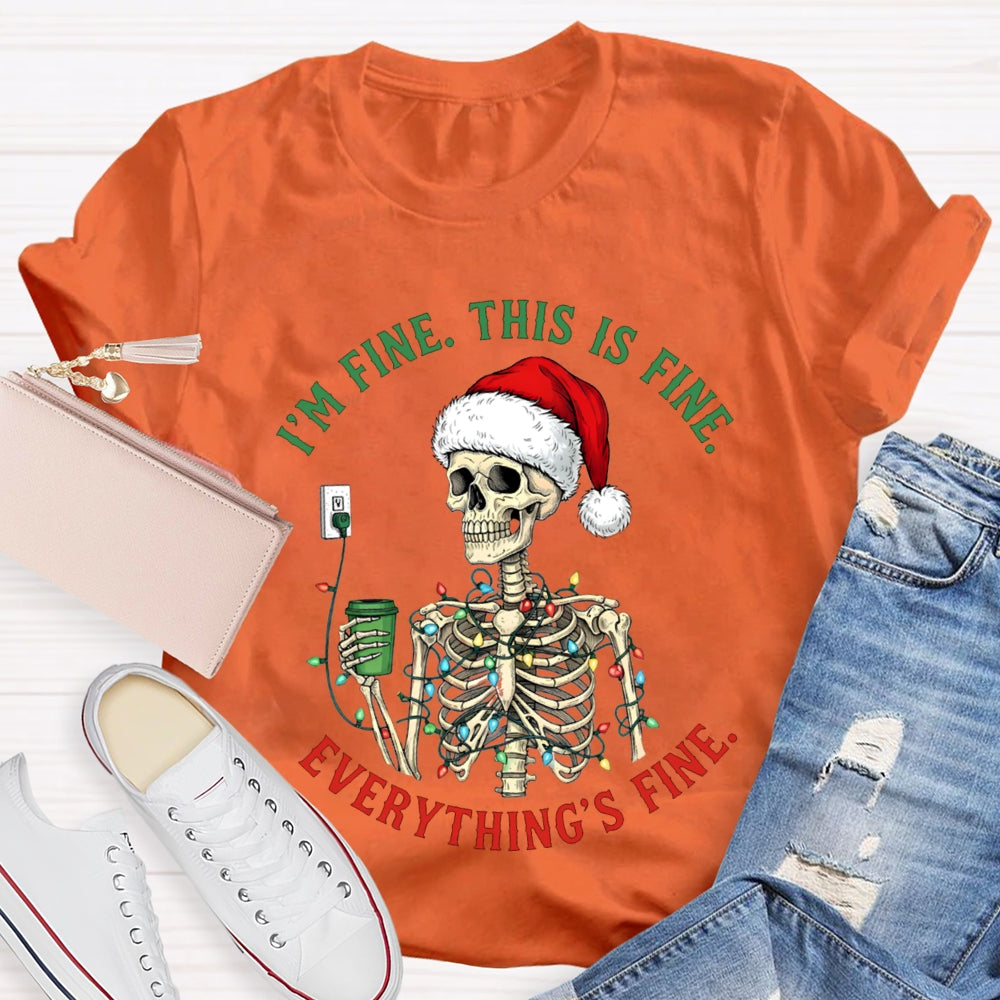 I'M Fine This Is Fine Everything'S Fine Christmas Lights Lost T-shirt