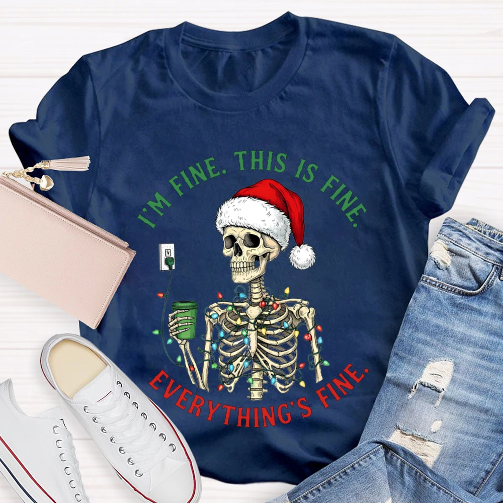 I'M Fine This Is Fine Everything'S Fine Christmas Lights Lost T-shirt