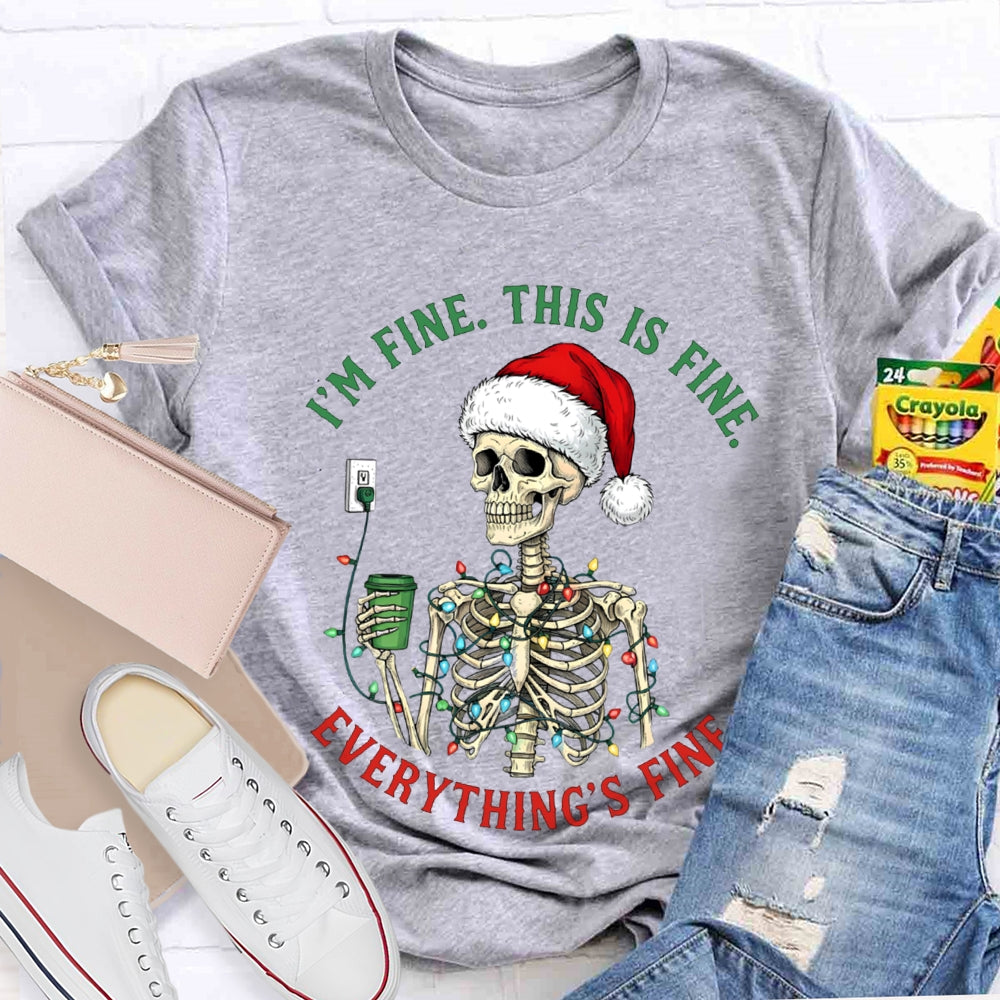 I'M Fine This Is Fine Everything'S Fine Christmas Lights Lost T-shirt