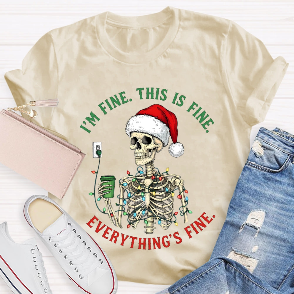 I'M Fine This Is Fine Everything'S Fine Christmas Lights Lost T-shirt
